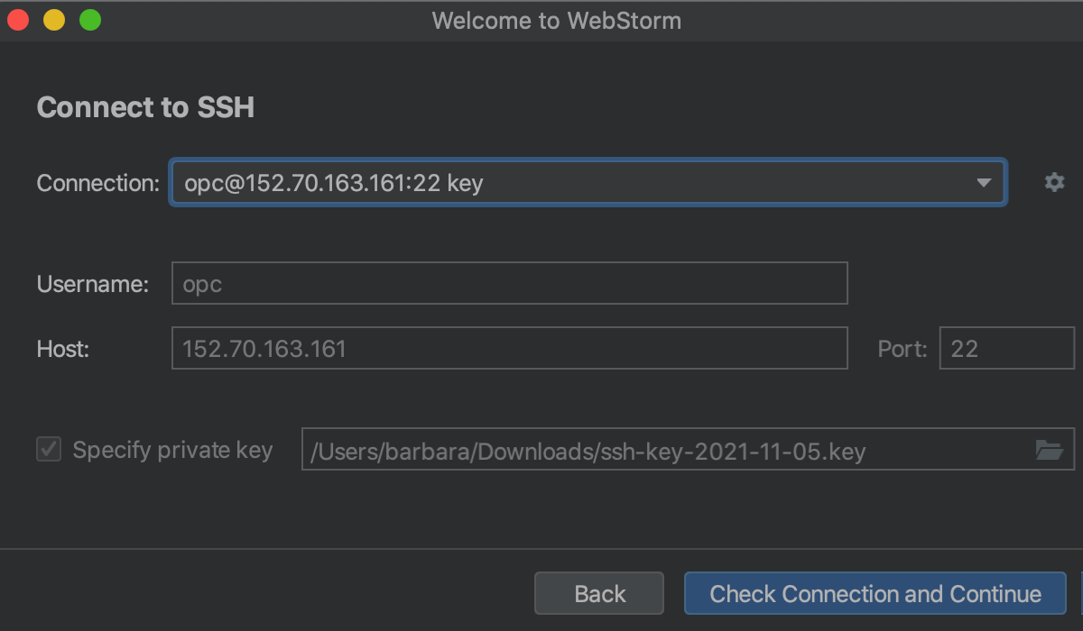 WebStorm welcome screen: connect to SSH WebStorm welcome screen: connect to SSH