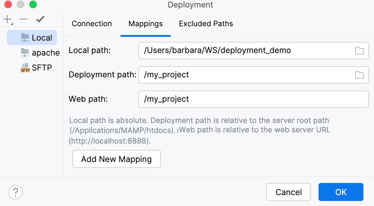 将项目文件夹映射到服务器上的文件夹以及访问它们的 URL 地址 将项目文件夹映射到服务器上的文件夹以及访问它们的 URL 地址