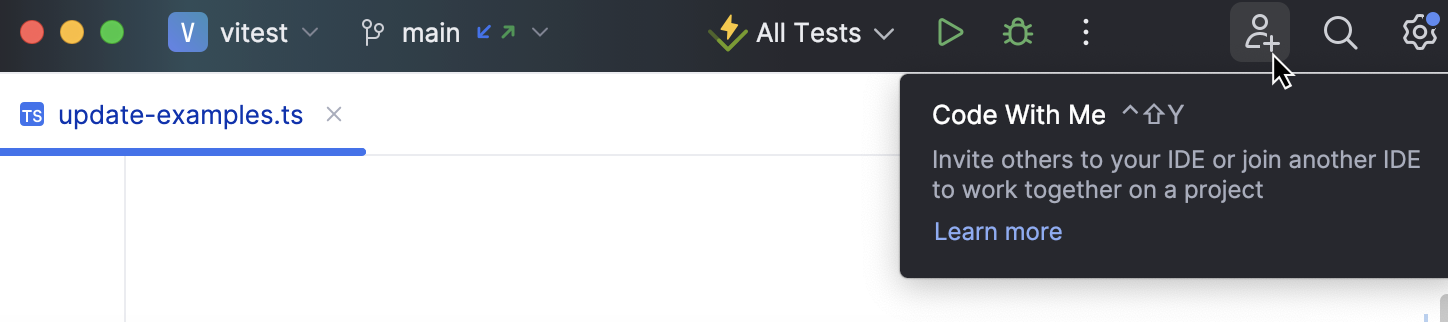 工具栏上的 Code With Me 图标 工具栏上的 Code With Me 图标