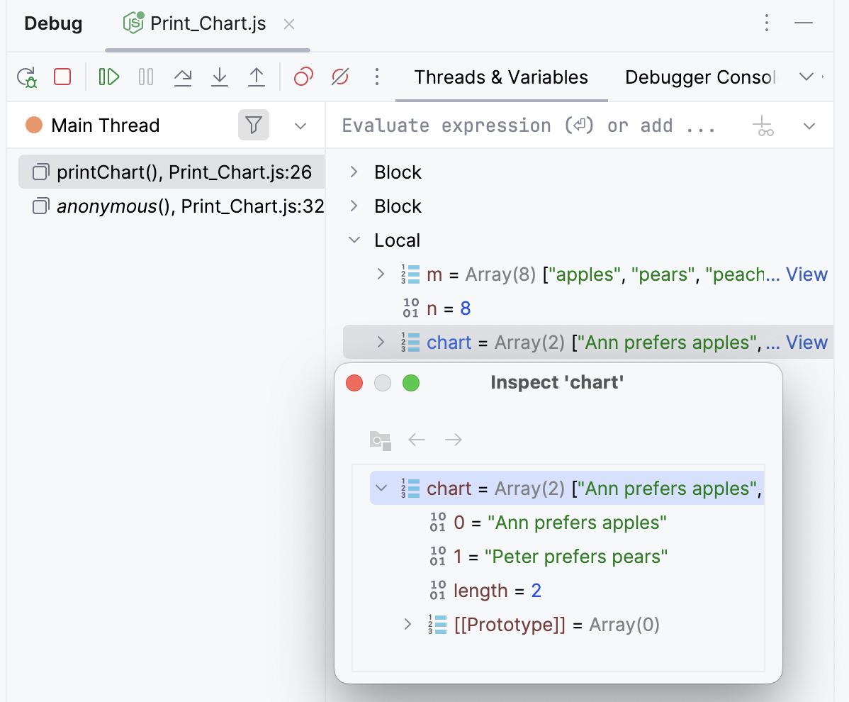 Inspect dialog Inspect dialog