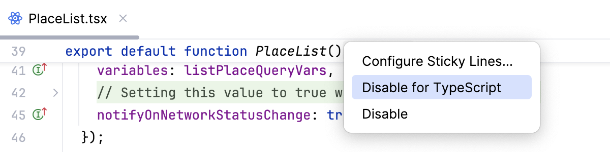 Disable sticky lines in the editor Disable sticky lines in the editor