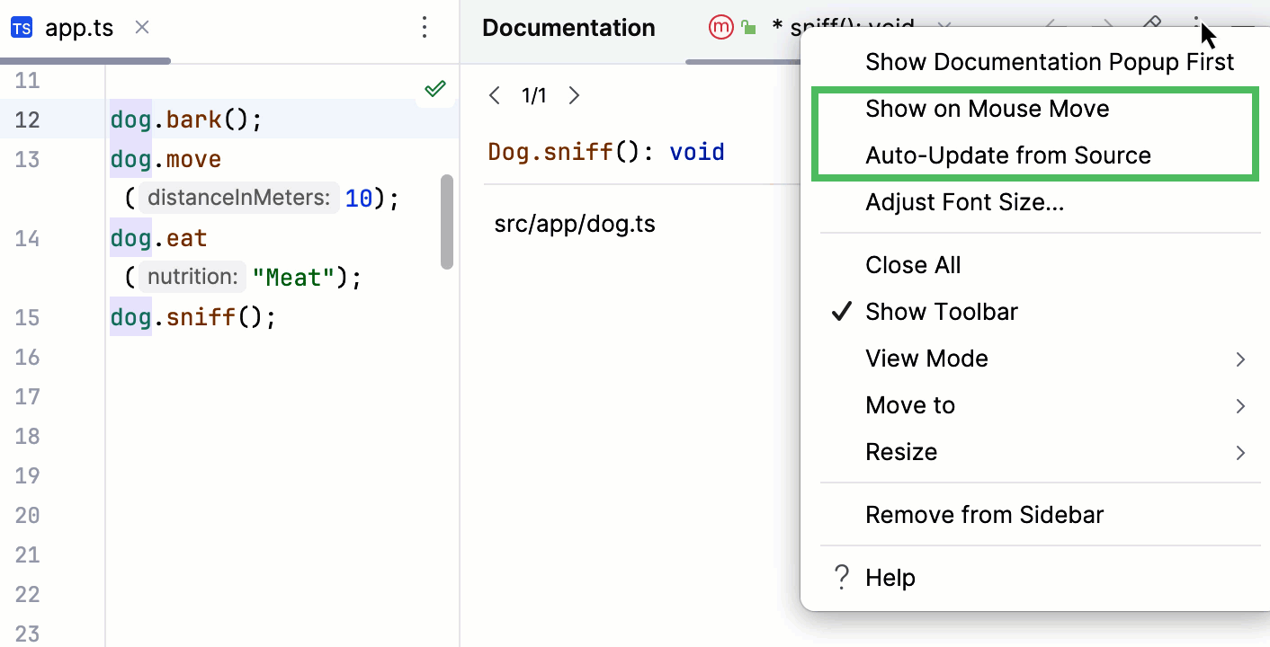 使用快捷键查看文档