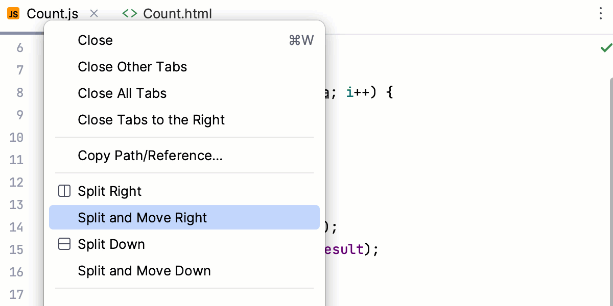拆分编辑器标签页
