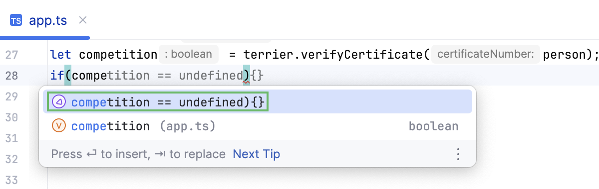 Full Line completion suggestions in completion list