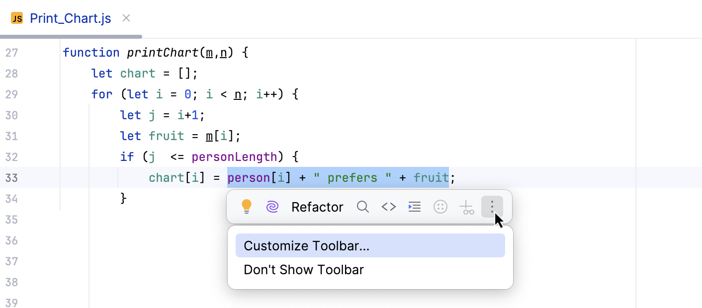 Floating toolbar for code editing Floating toolbar for code editing