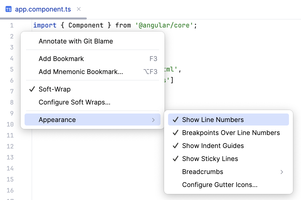 显示行号开启 显示行号开启