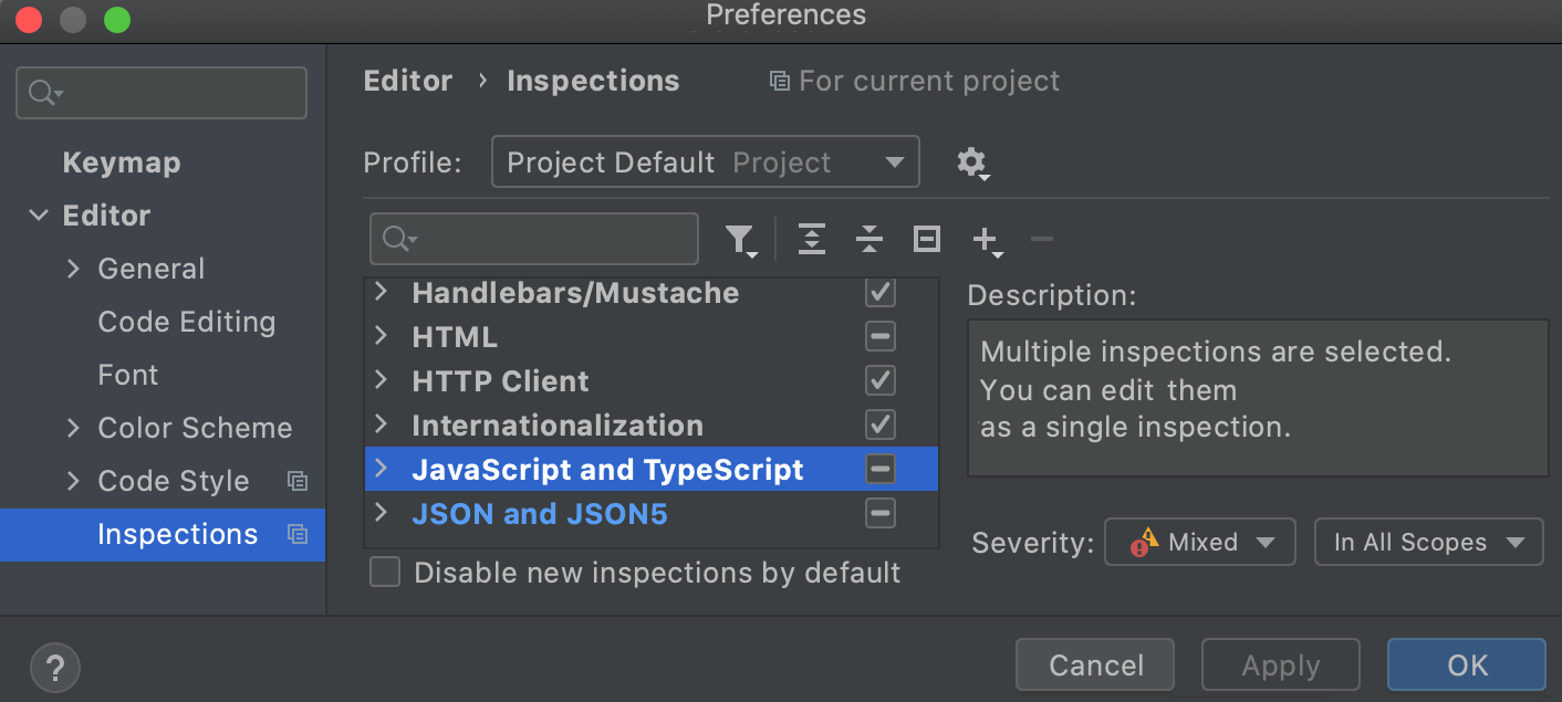 Inspections Settings Inspections Settings