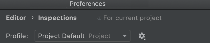 Profile list and the Settings icon Profile list and the Settings icon