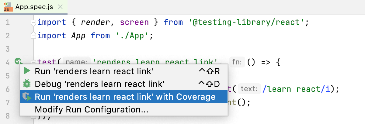 Run Jest tests with coverage from the editor Run Jest tests with coverage from the editor