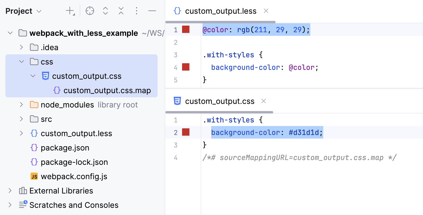 Custom settings: the output is stored in a separate folder Custom settings: the output is stored in a separate folder