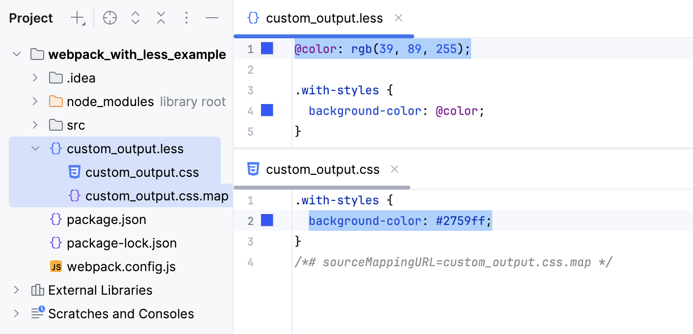 Default settings: the output is stored in the project root Default settings: the output is stored in the project root