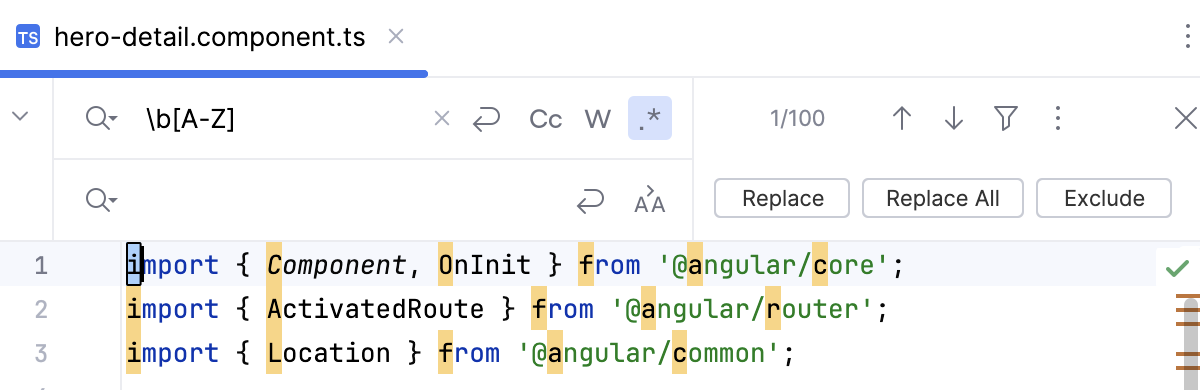 The result of search with Match Case off The result of search with Match Case off