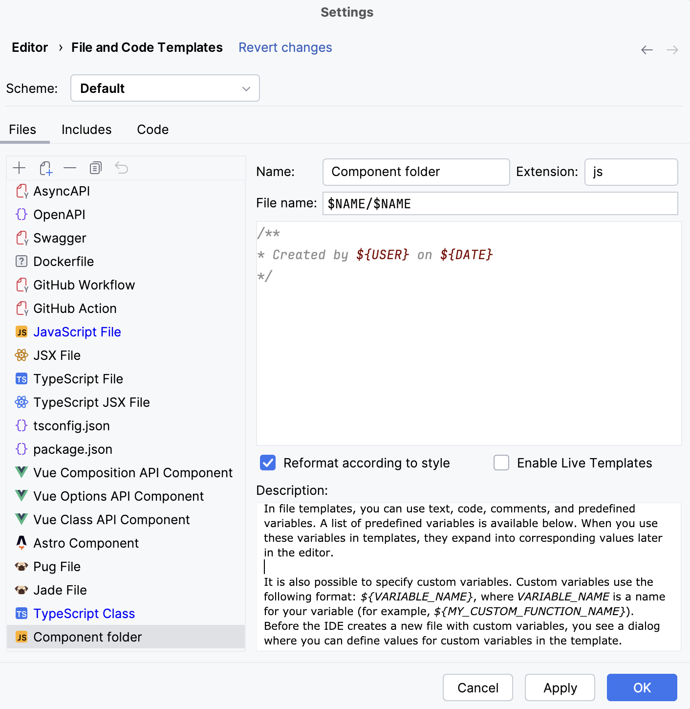Create parent template
