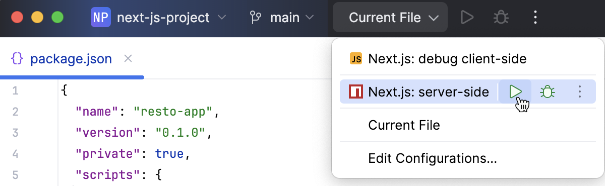 通过运行/调试配置在开发模式下运行 Next.js 应用程序 通过运行/调试配置在开发模式下运行 Next.js 应用程序