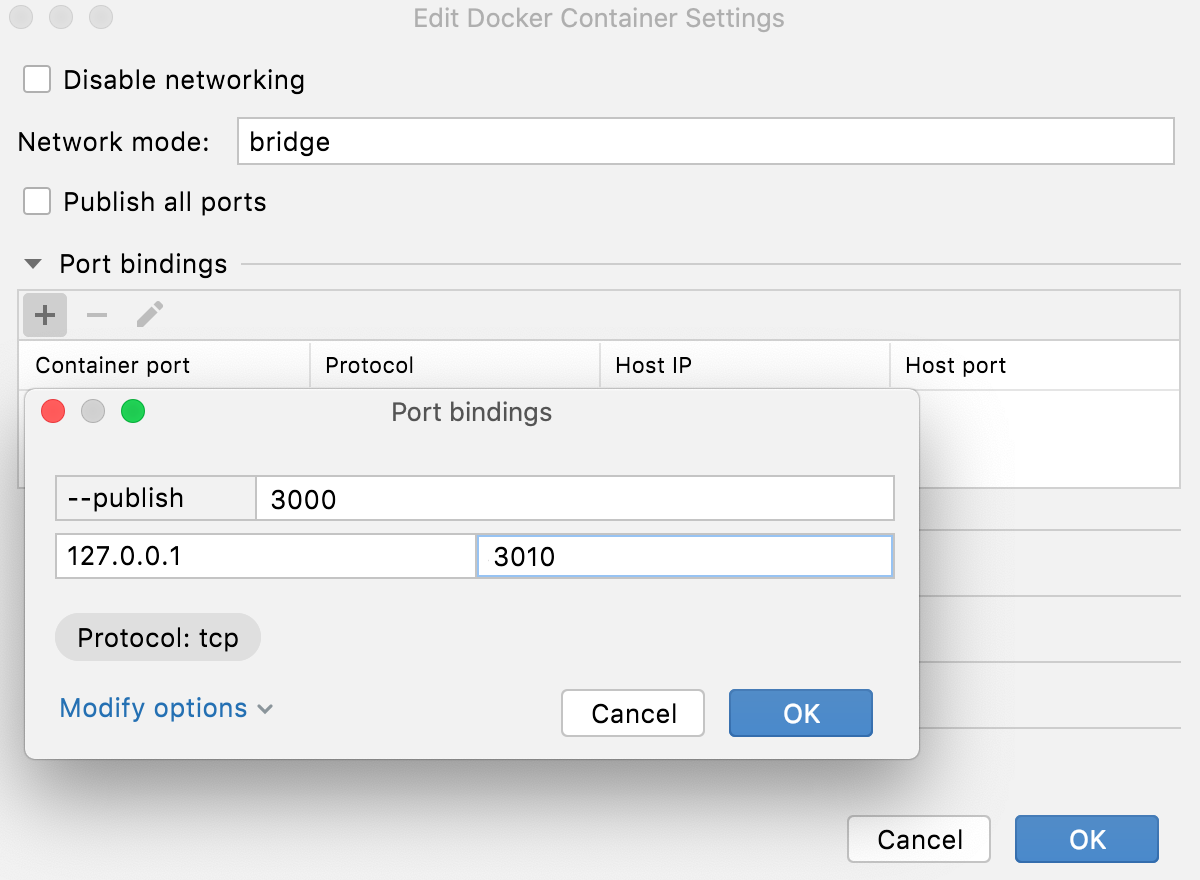 Docker: Port binding specified Docker: Port binding specified