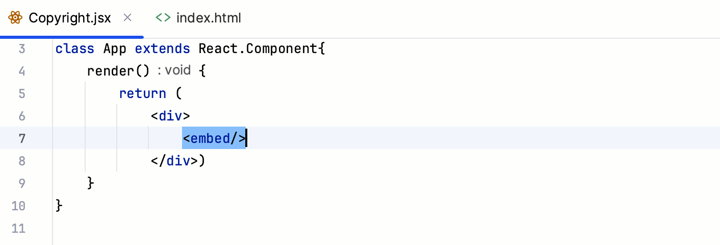 将 HTML 转换为 JSX:关闭单标签