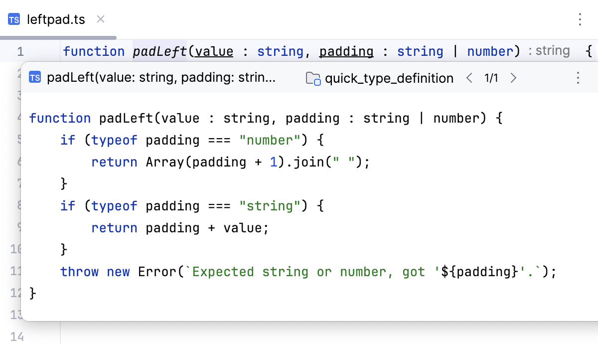 Quick definition popup Quick definition popup