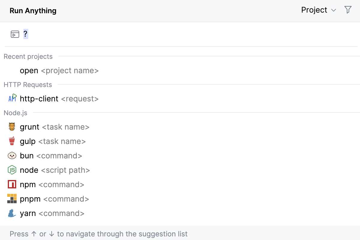Run Anything 中的可用命令列表