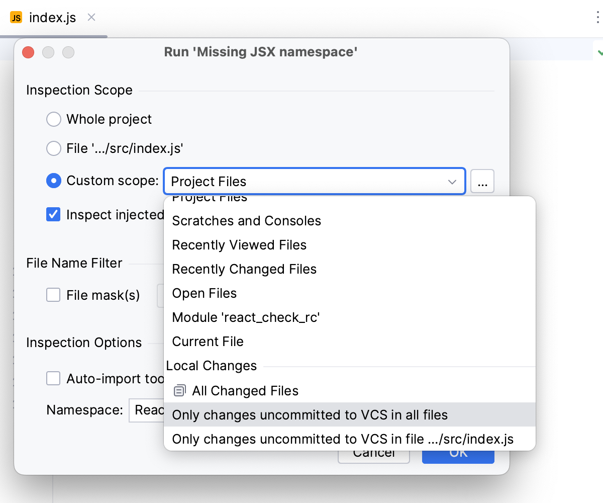 选择自定义检查范围 选择自定义检查范围