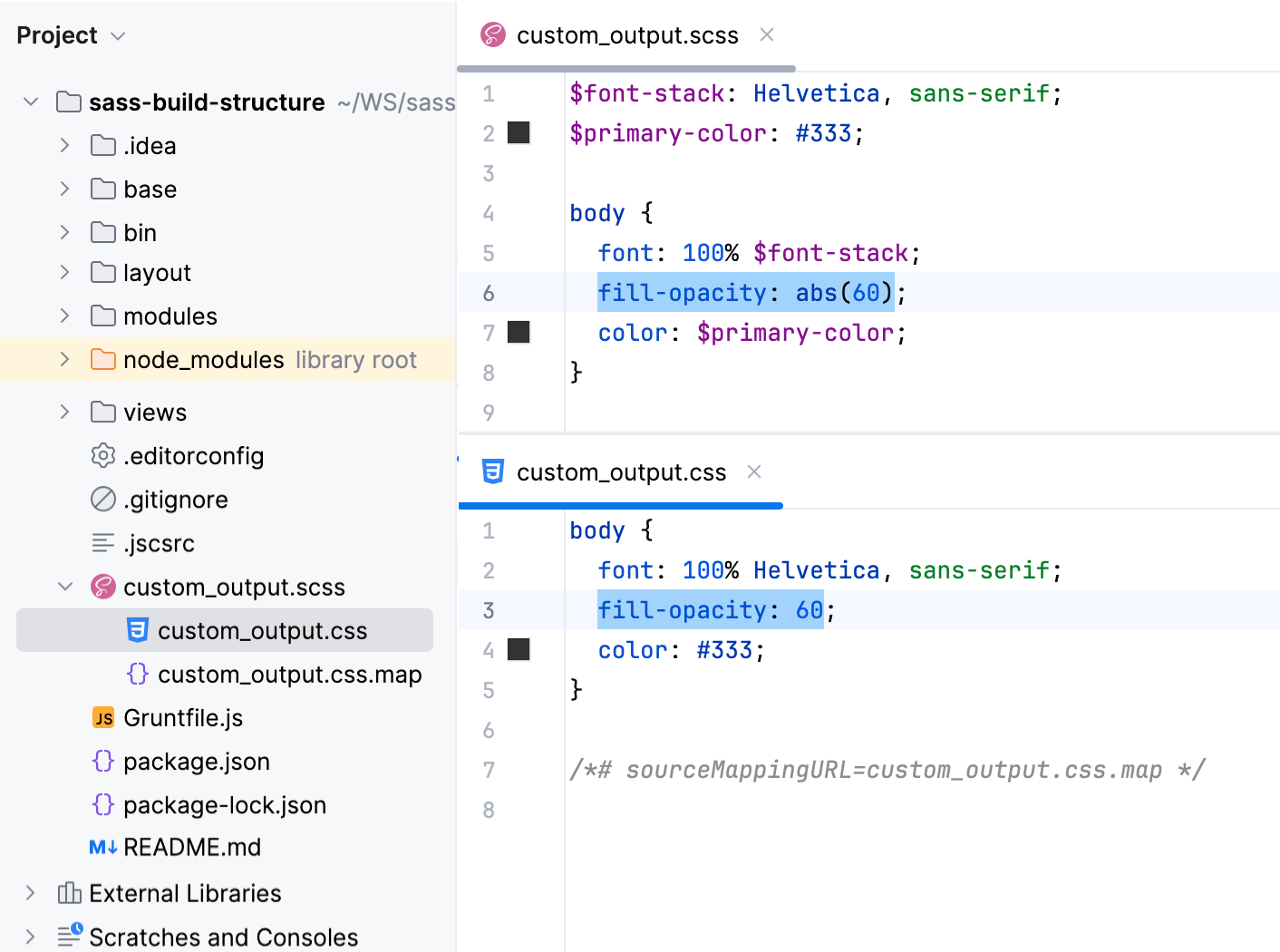 Default settings: the output is stored in the project root Default settings: the output is stored in the project root