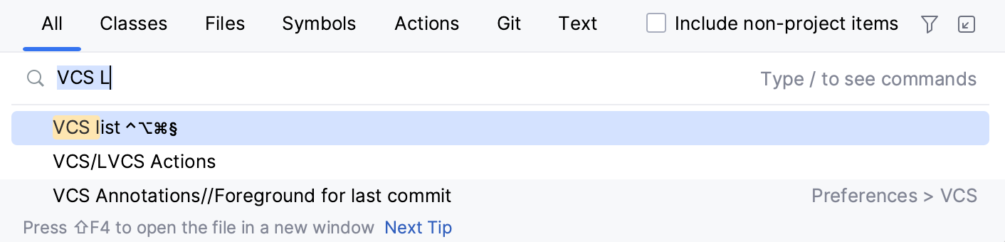 The search everywhere window The search everywhere window