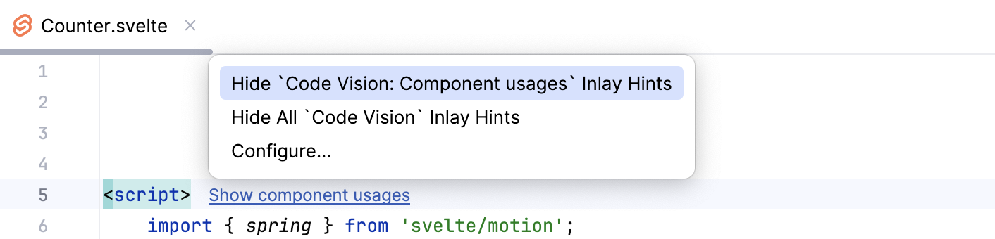 关闭编辑器中的 Component 用法 关闭编辑器中的 Component 用法