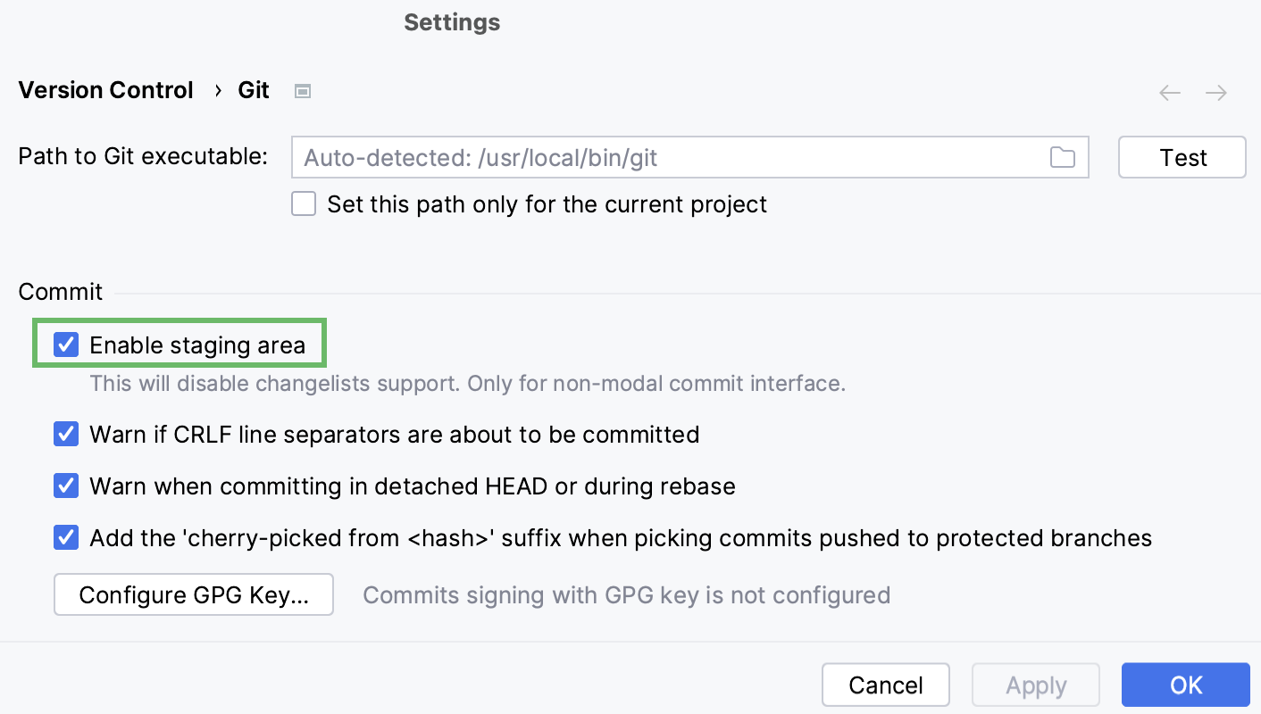 启用暂存区 启用暂存区