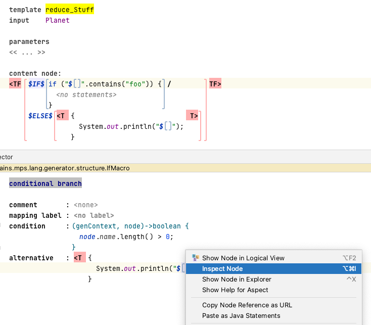 Inspect Node action Inspect Node action