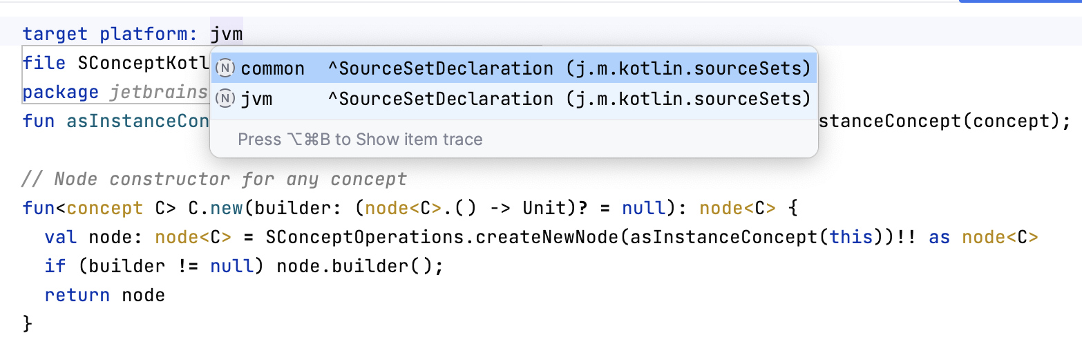 Platform definition for a Kotlin root node Platform definition for a Kotlin root node