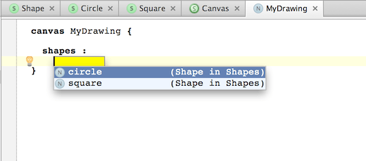 Code completion prompts the two existing shapes Code completion prompts the two existing shapes