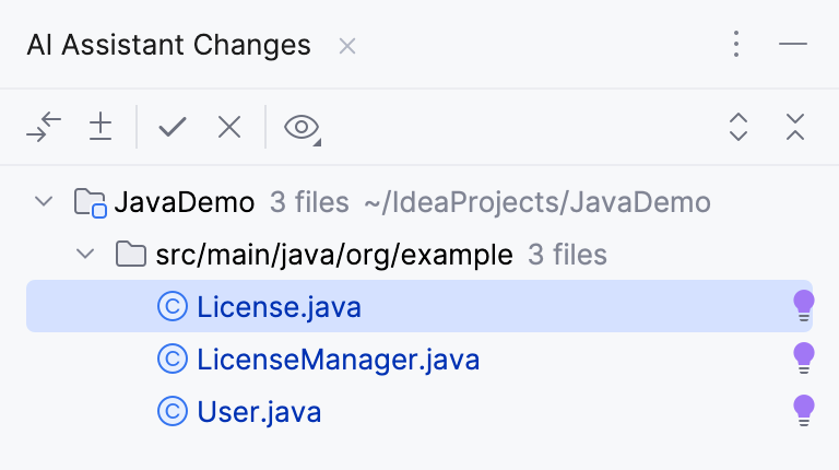AI 助理更改工具栏