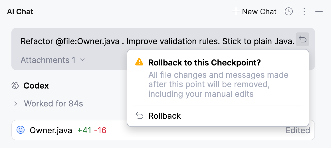 Rollback changes