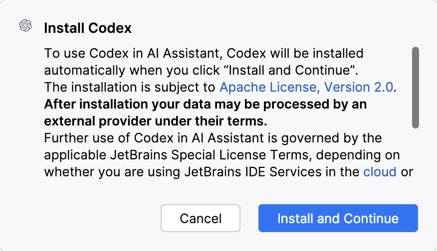 Accept the terms of service