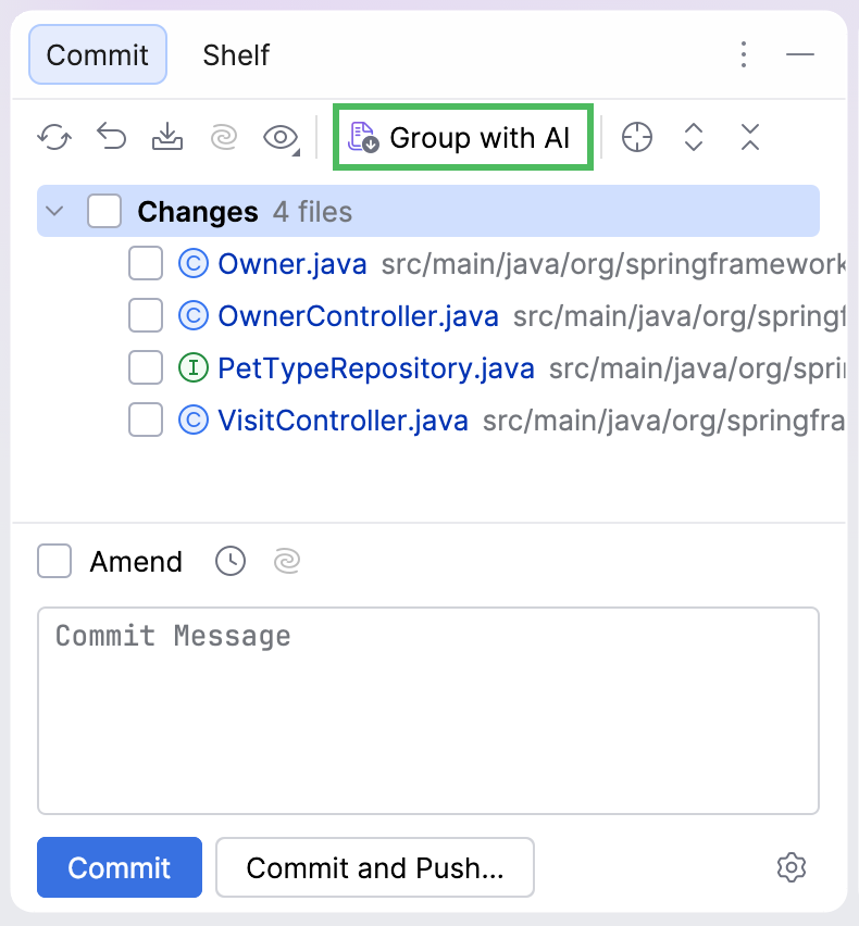 Group the changes Group the changes