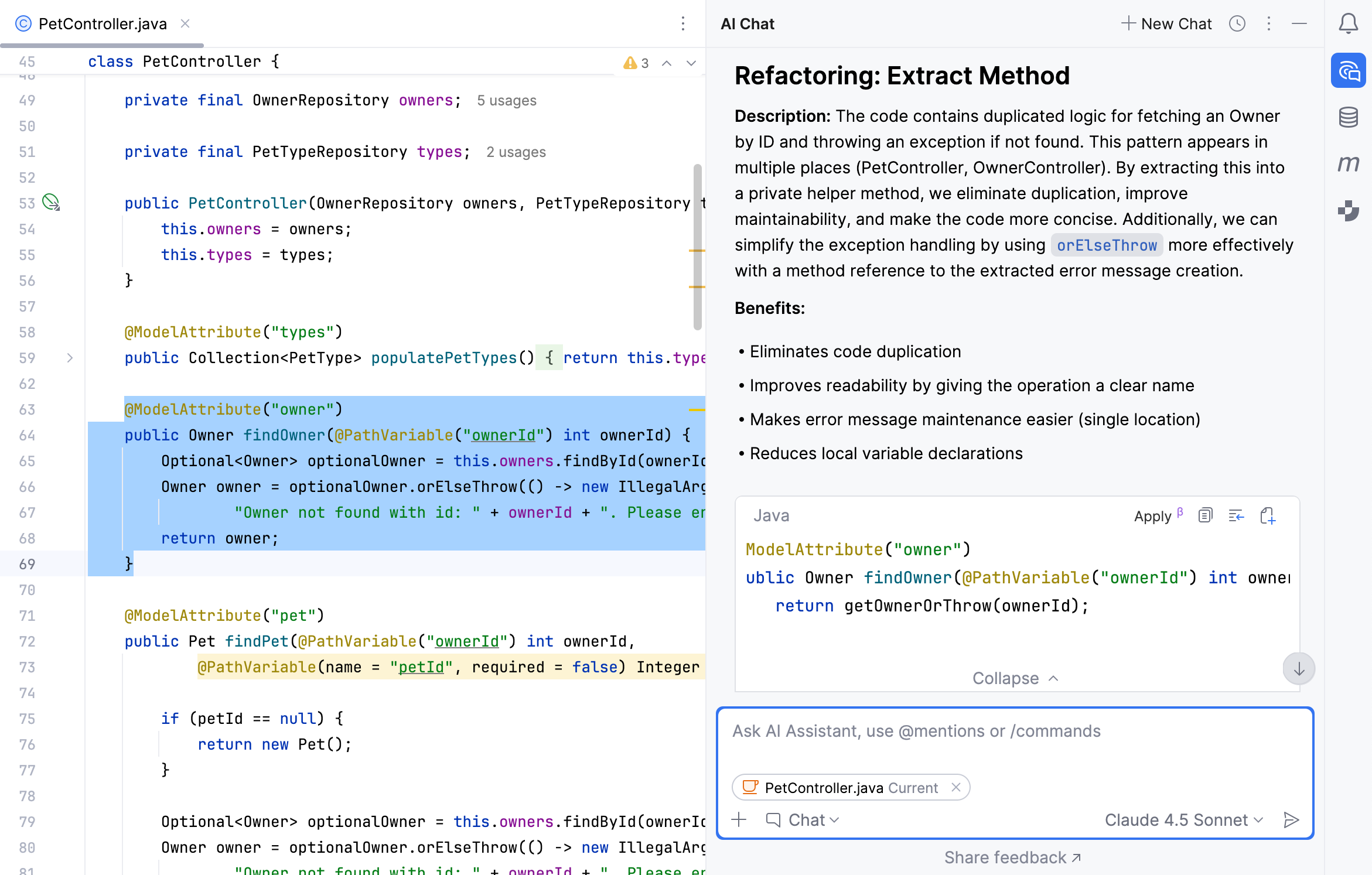 AI Assistant: AI Assistant suggests refactoring AI Assistant: AI Assistant suggests refactoring