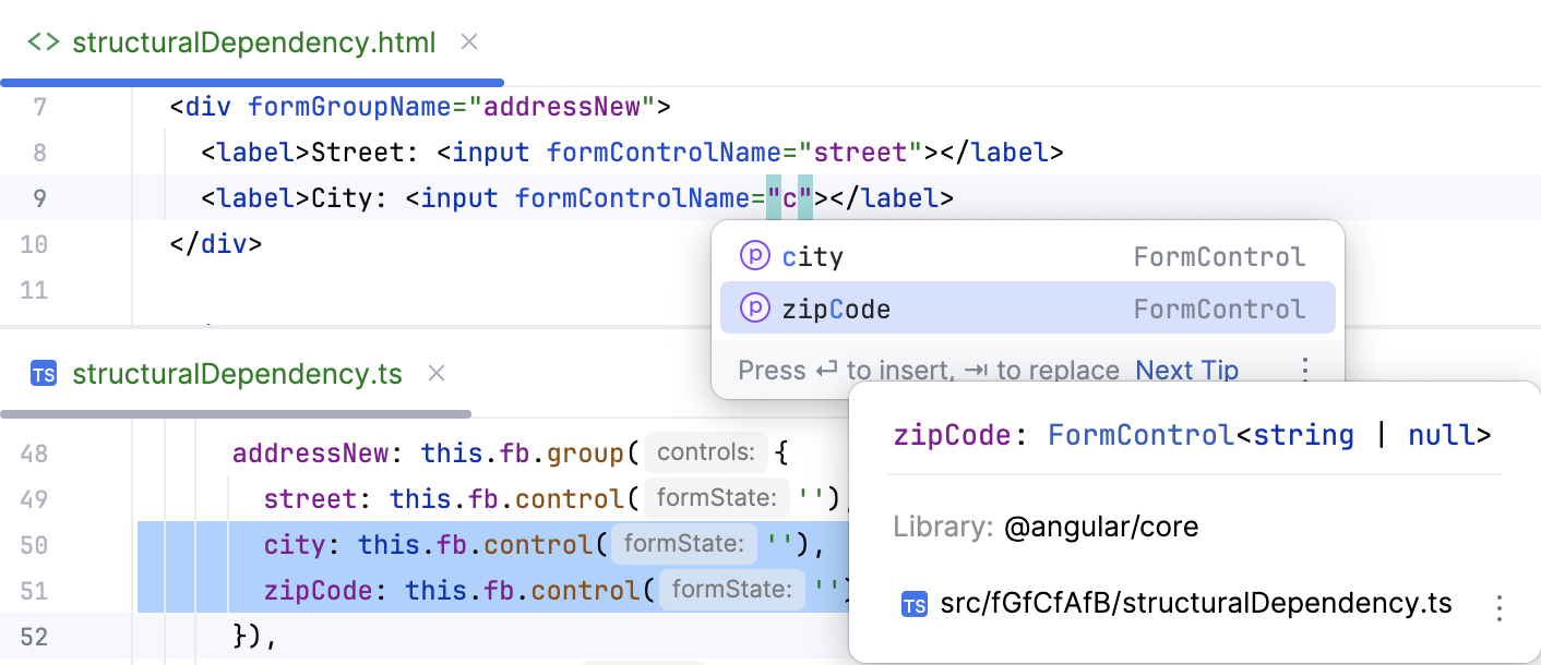 Structural dependency in Reactive Forms