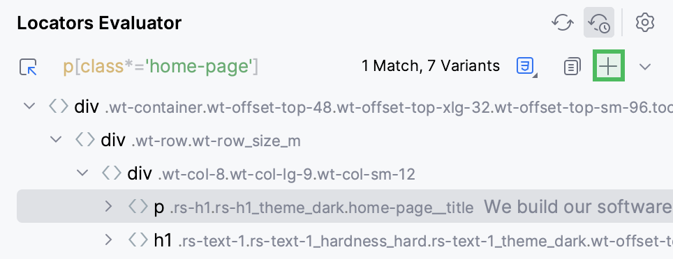 The Add Element to Code button The Add Element to Code button