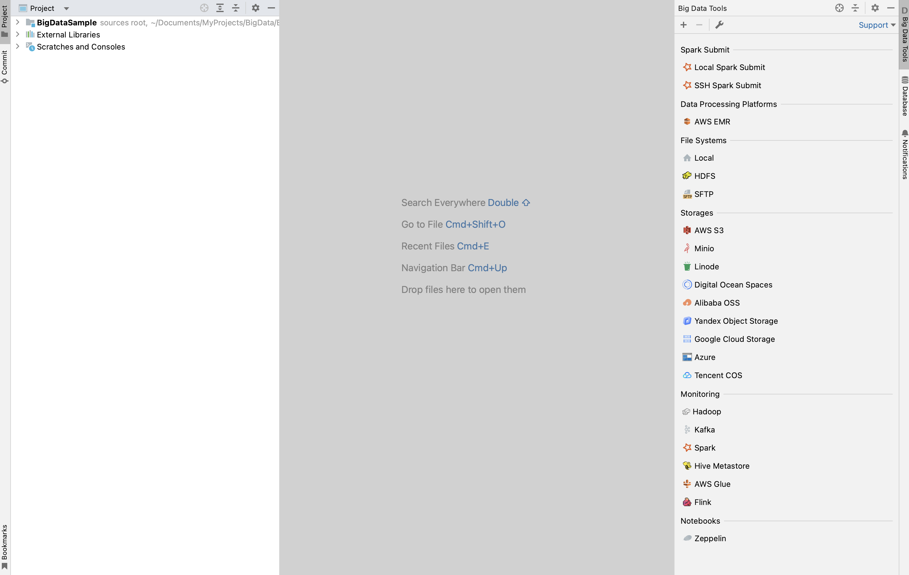 Big Data Tools tool window Big Data Tools tool window