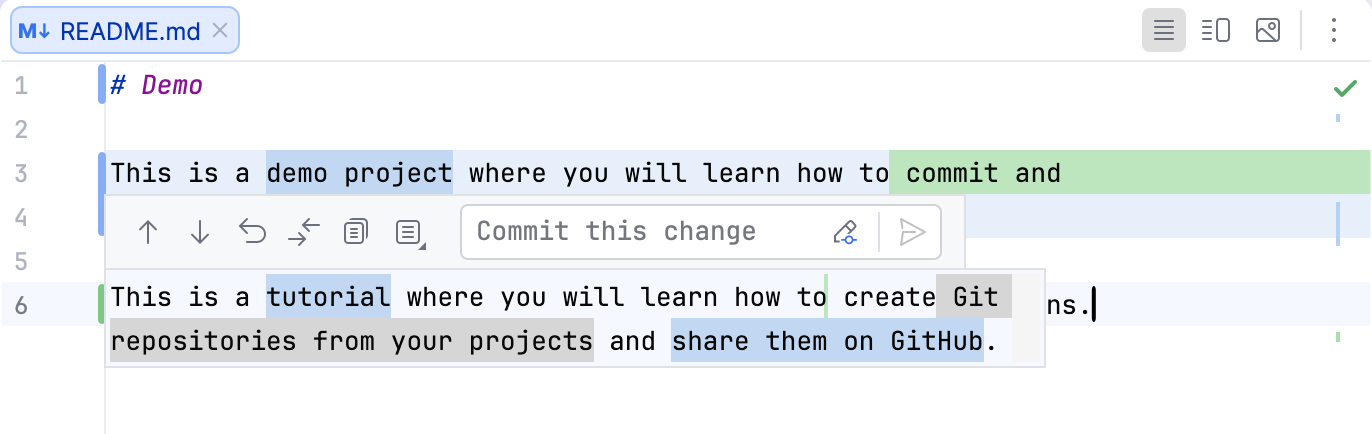 Colored change markers Colored change markers