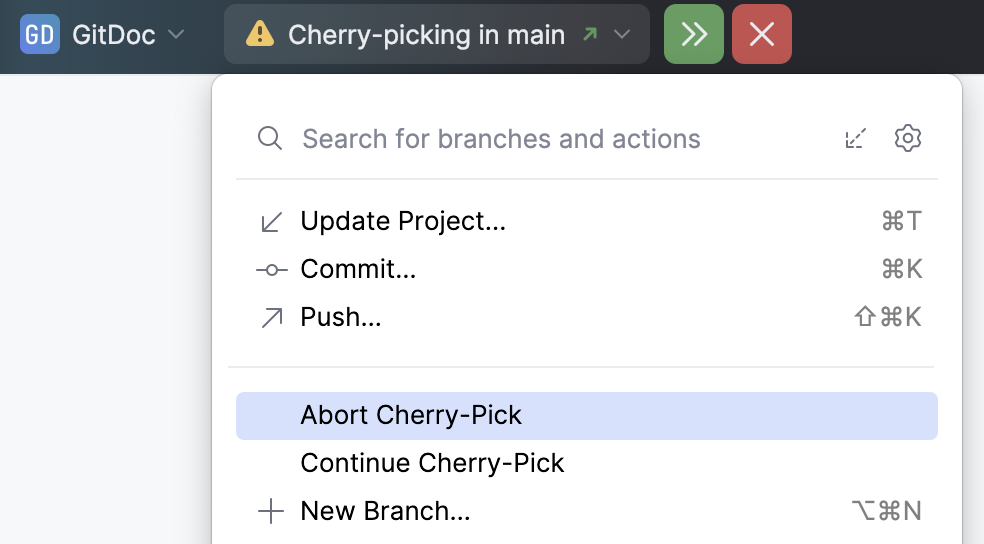 Cherry pick operation status