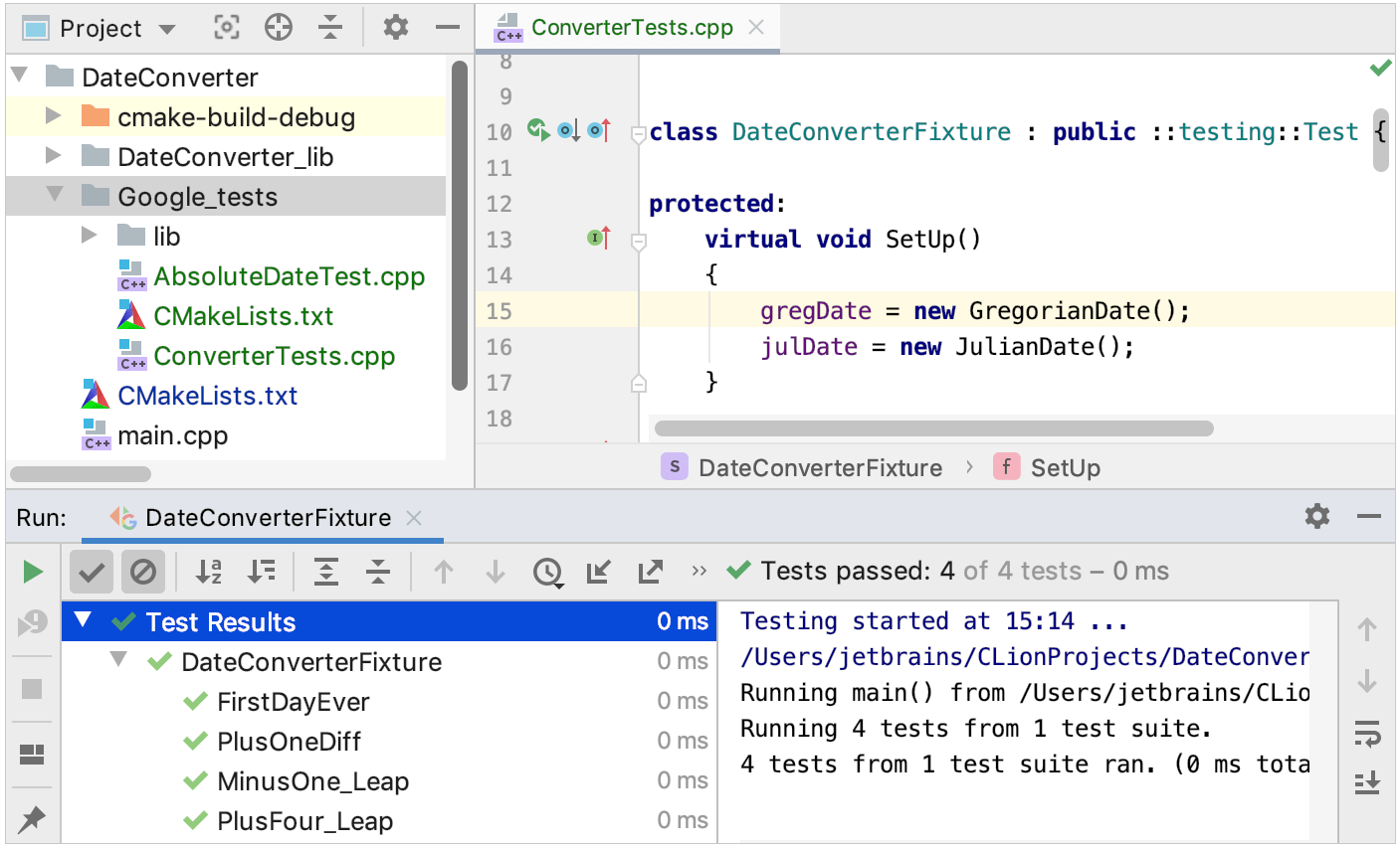 Google tests results Google tests results