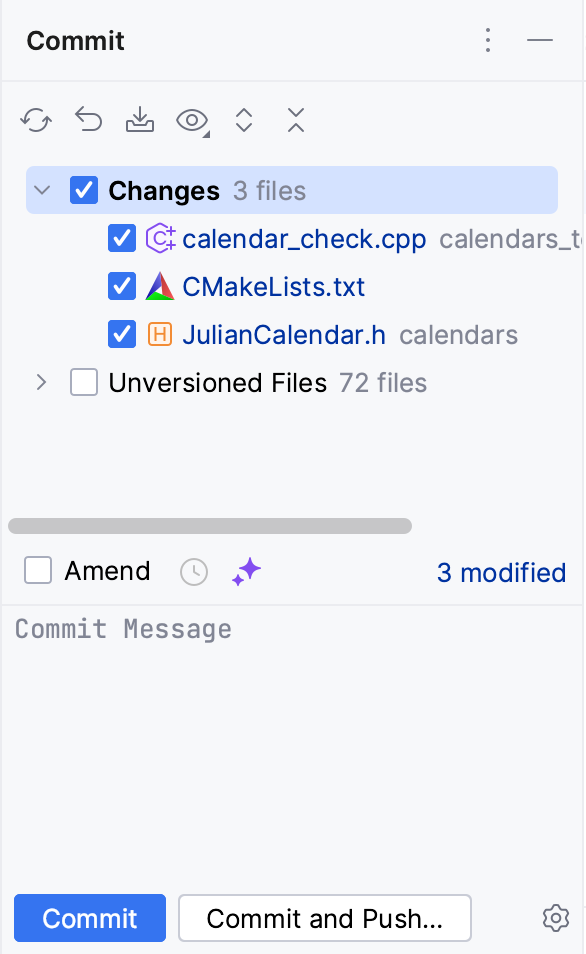 Commit tool window Commit tool window
