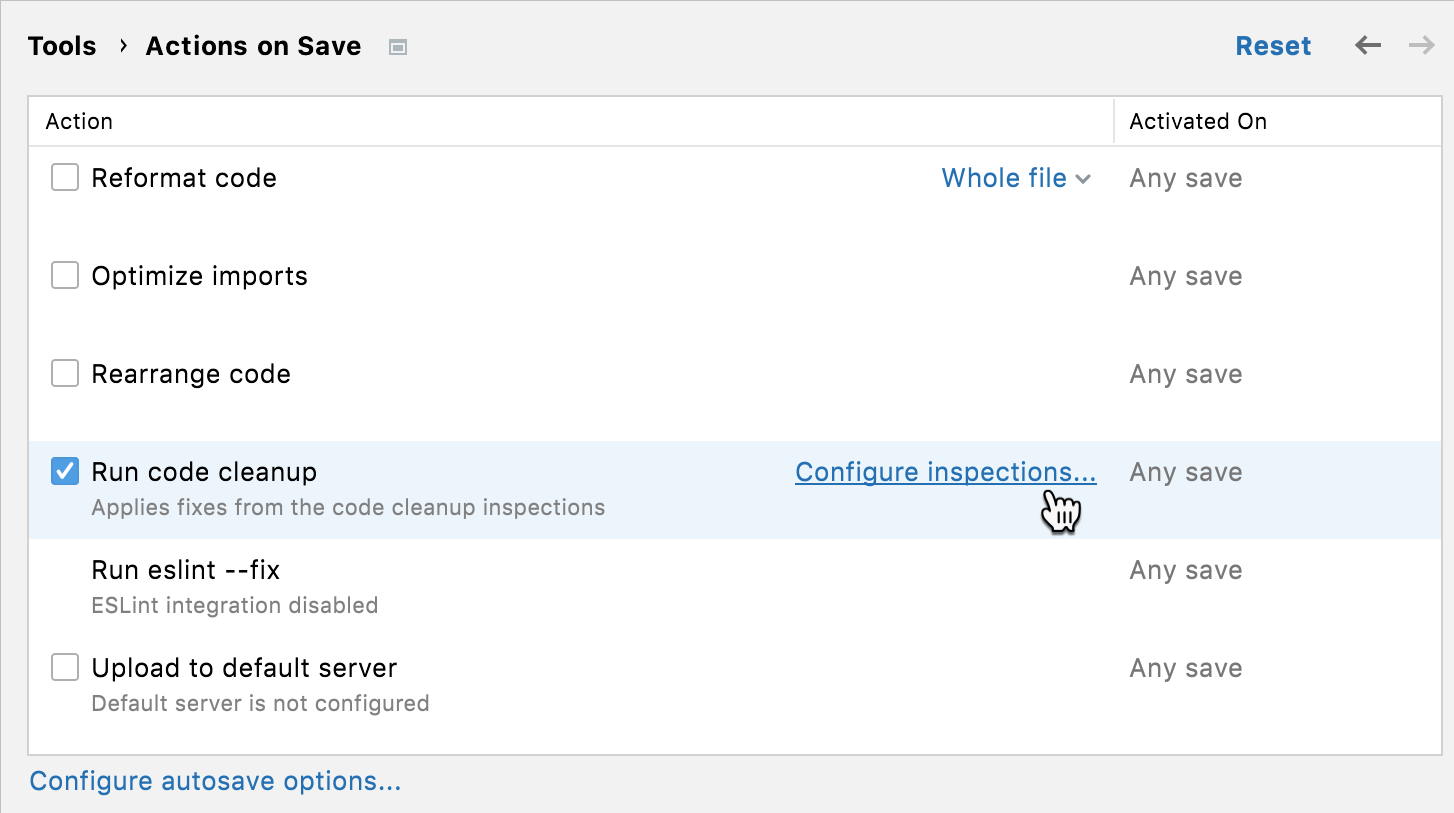 设置:保存时执行的操作 设置:保存时执行的操作