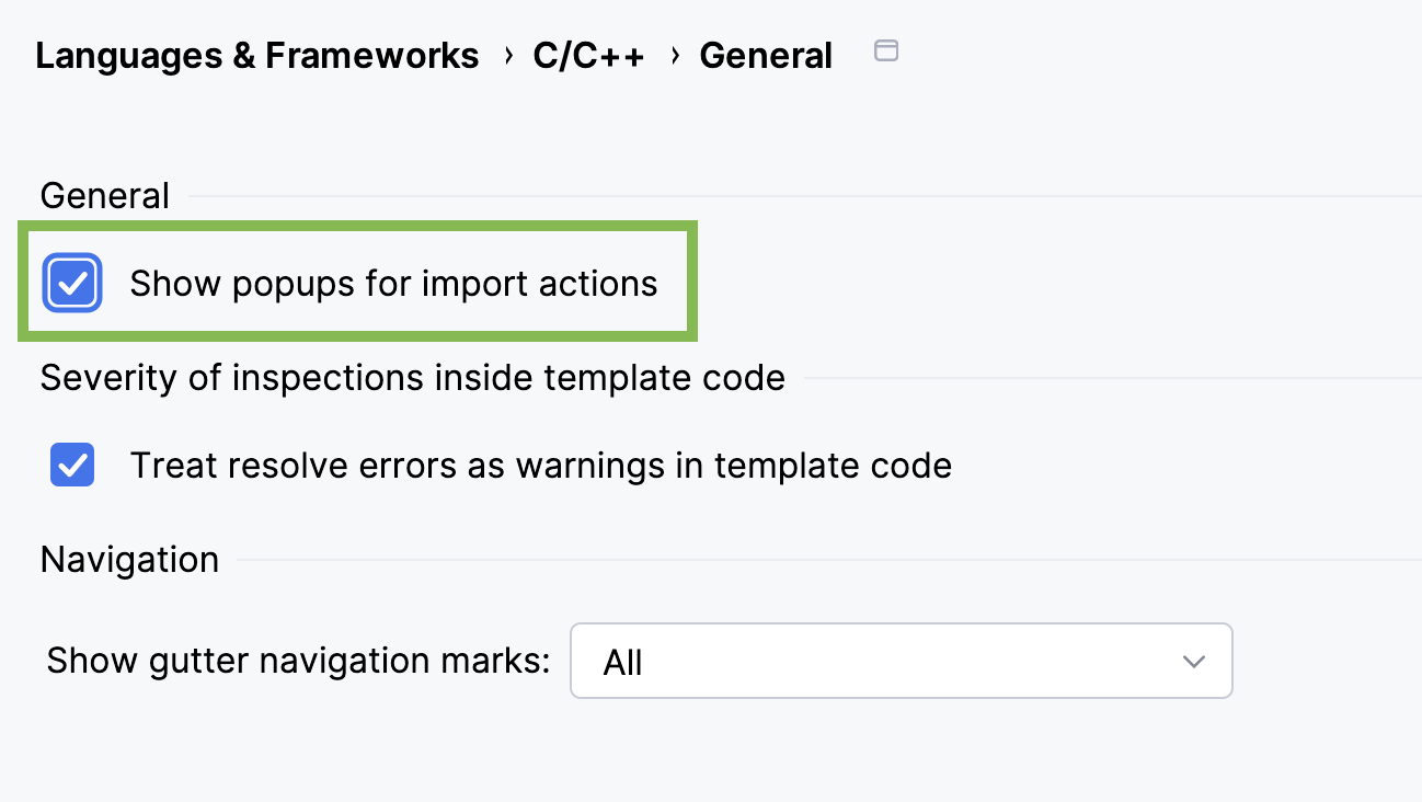 Auto-import popup settings Auto-import popup settings