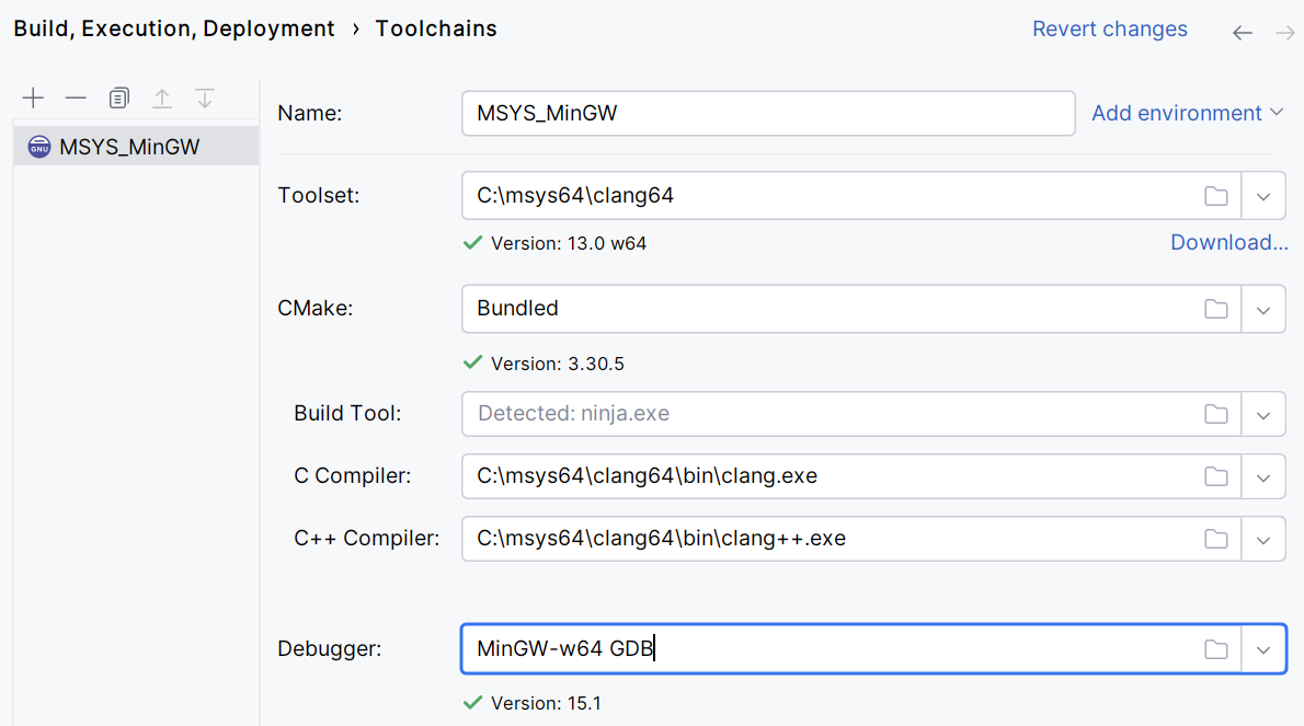 MSYS MinGW toolchain