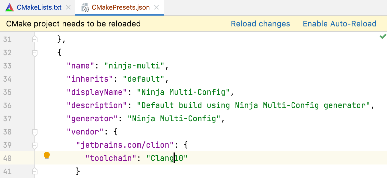 Editing a CMake preset JSOn file Editing a CMake preset JSOn file