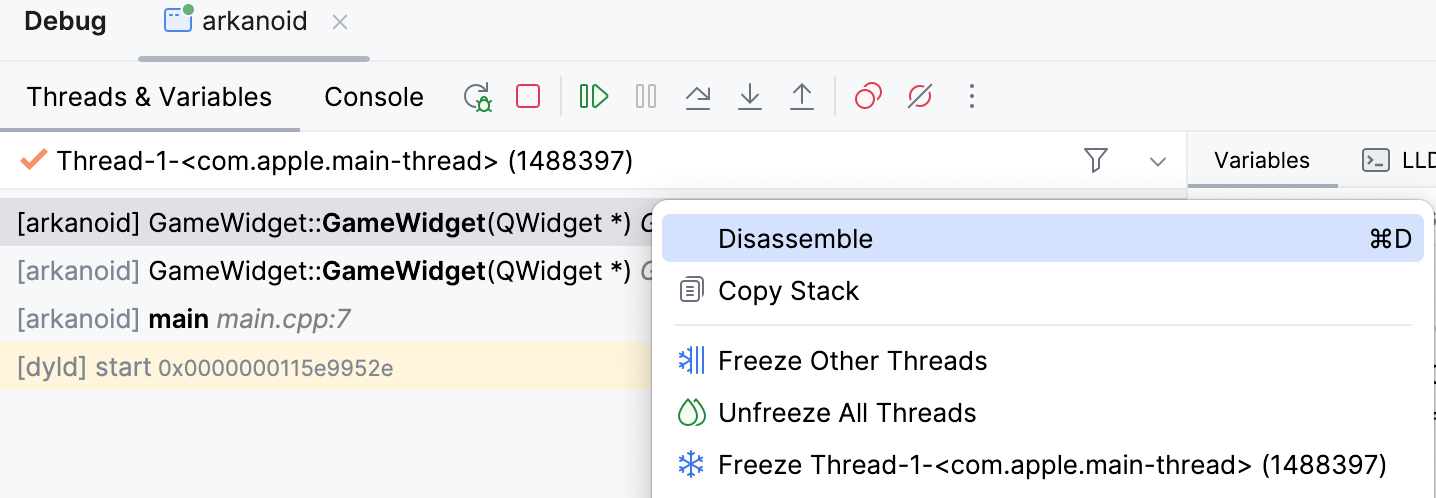 Disasm on demand action Disasm on demand action