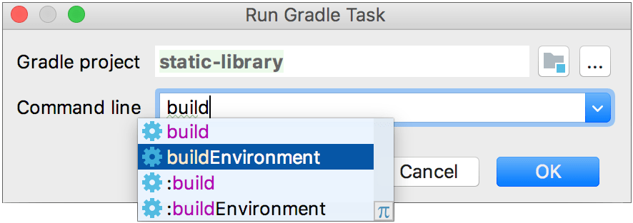 Run Gradle task Run Gradle task