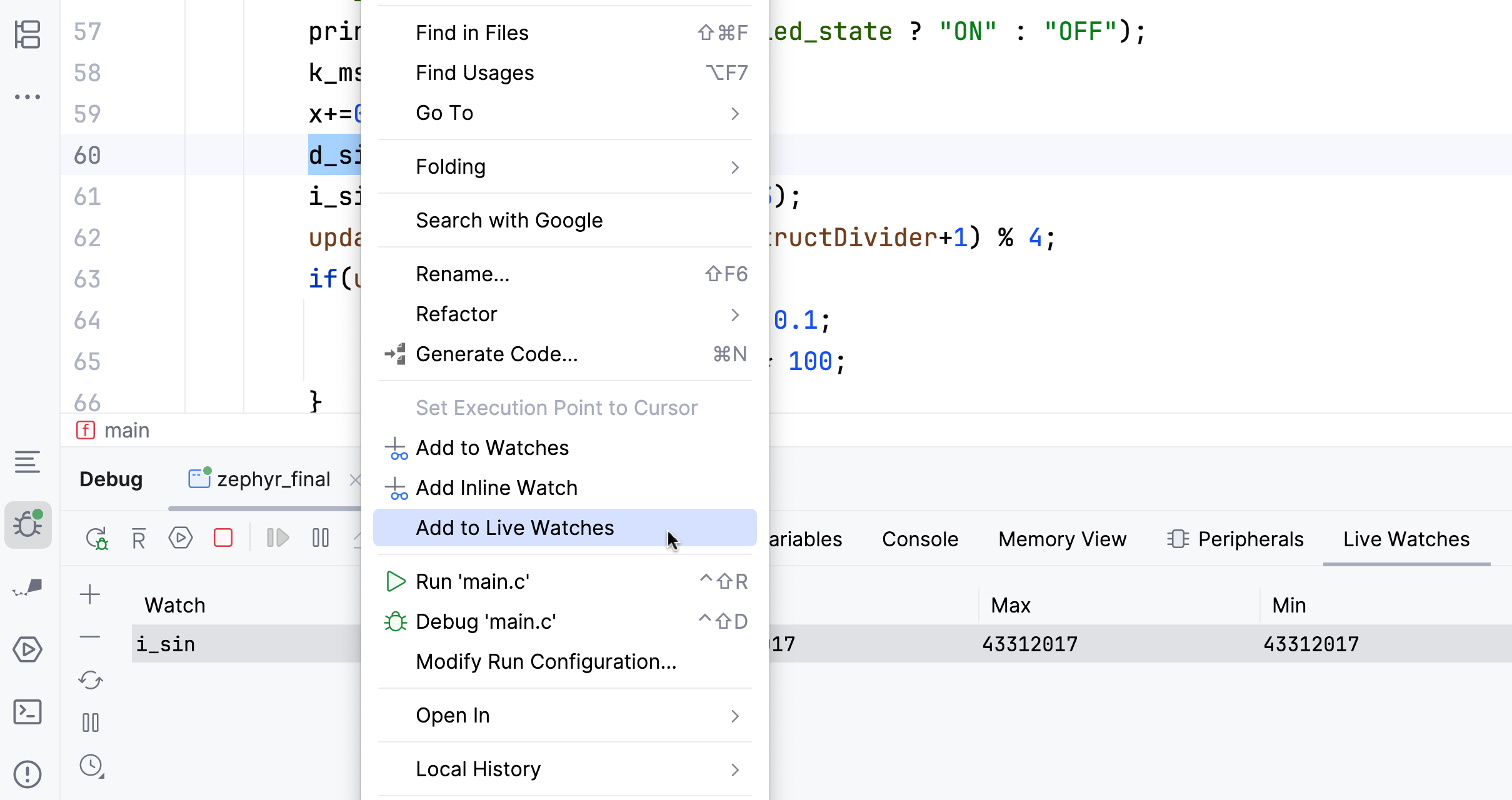 add variable to watch from editor add variable to watch from editor