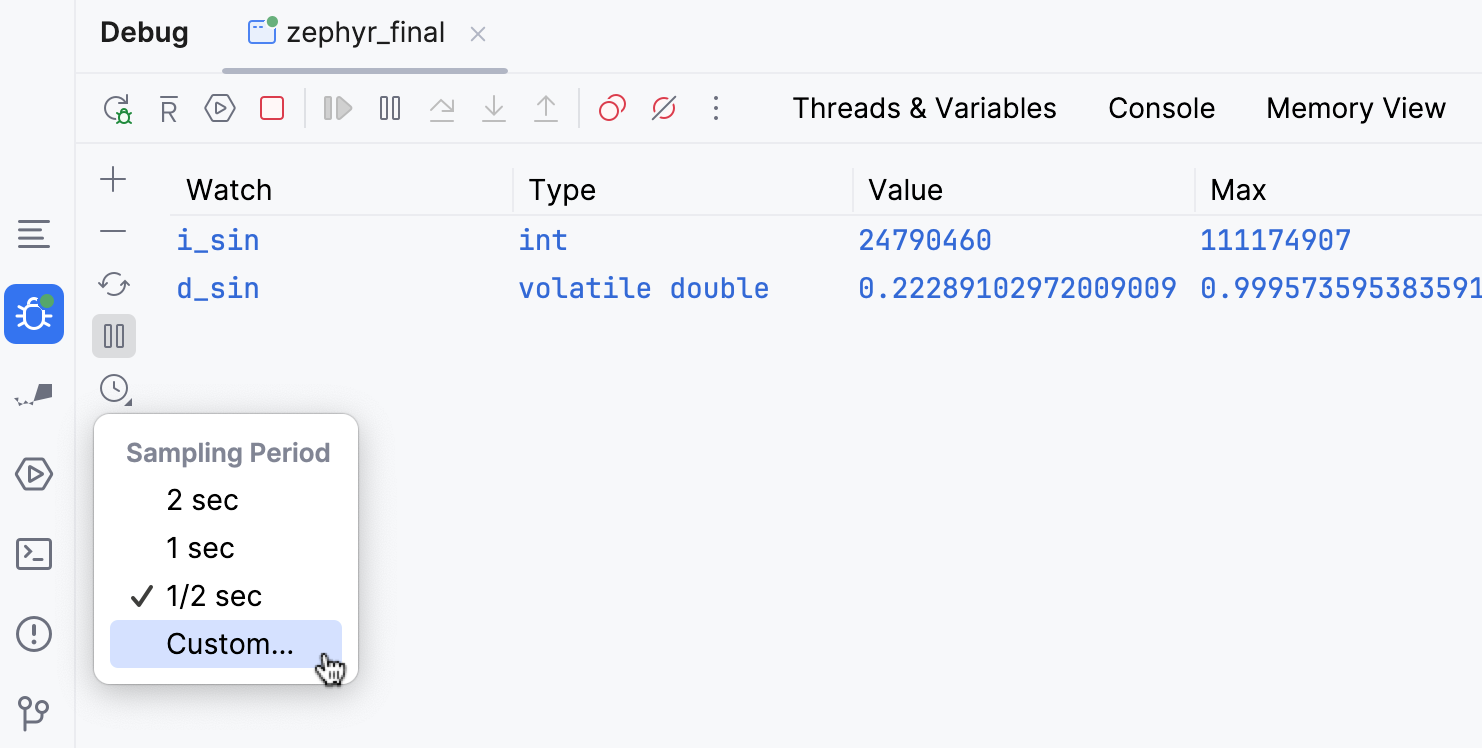 configure sample period configure sample period